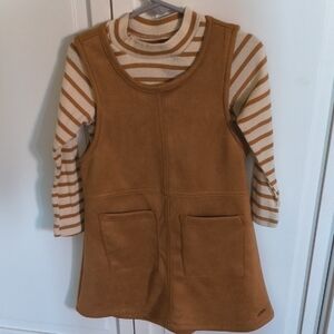 Tahari Girl Cream and Rust Striped Tee